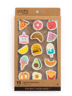 Yoobi Multicolor Food & Fruit Eraser Buddies Pack